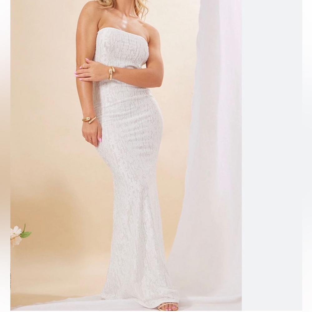 Metallic Bandeau Maxi Dress